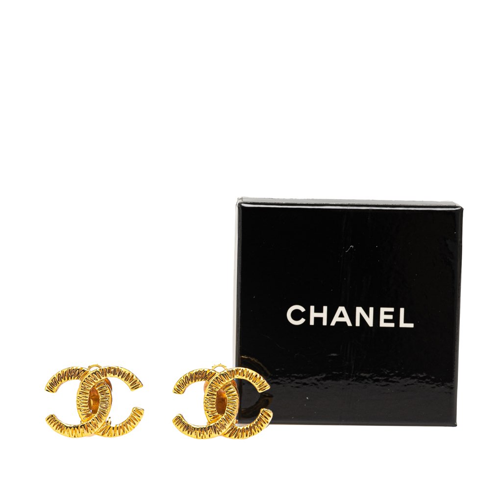Chanel Gold Plated CC Clip On Earrings - 4