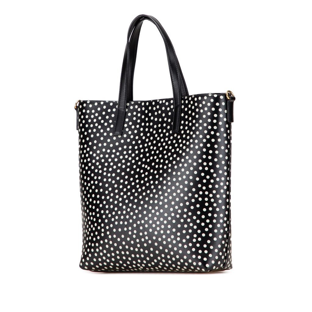 Saint Laurent Toy Calfskin Polka Dot North South Shopping Tote - Back view