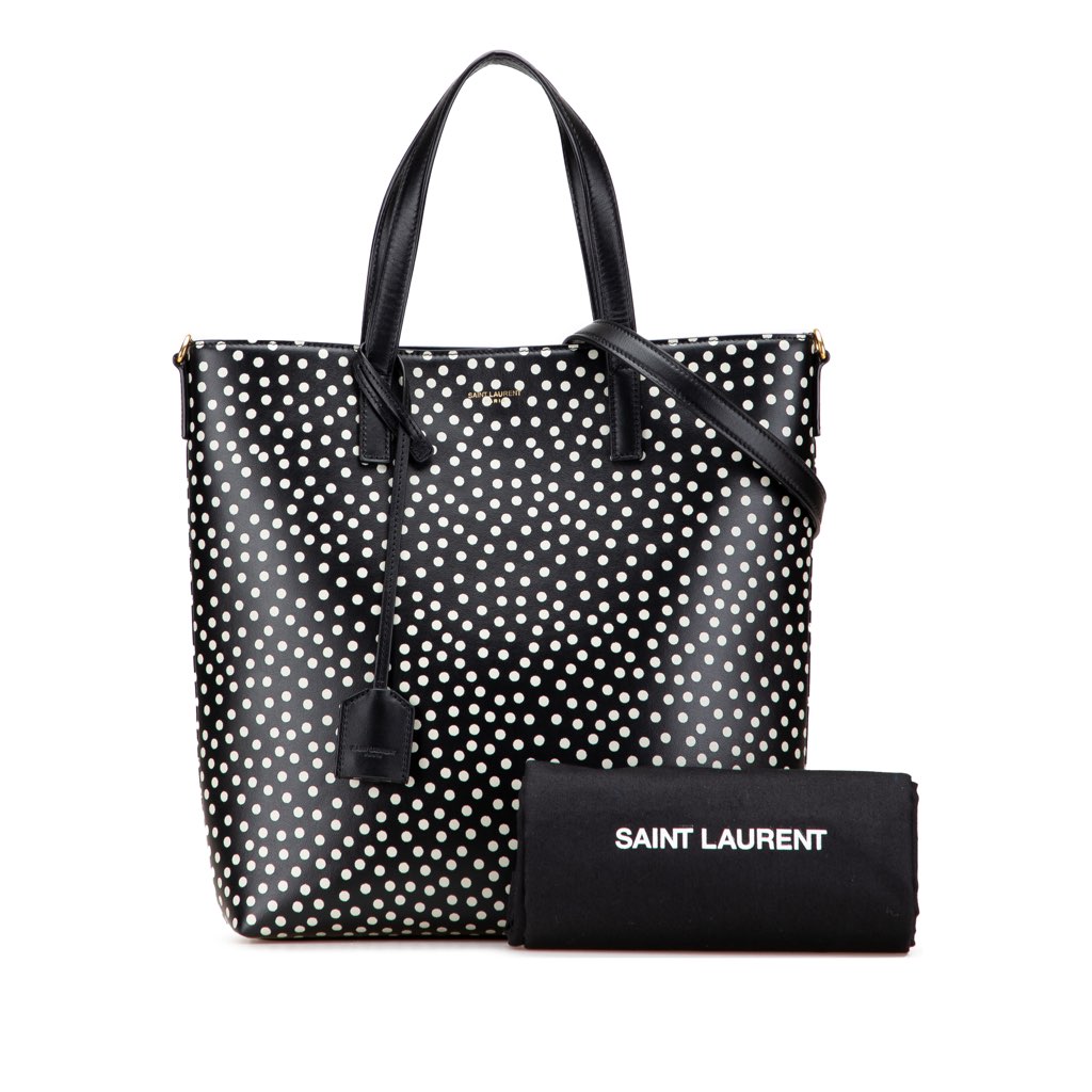 Saint Laurent Toy Calfskin Polka Dot North South Shopping Tote - Image 12