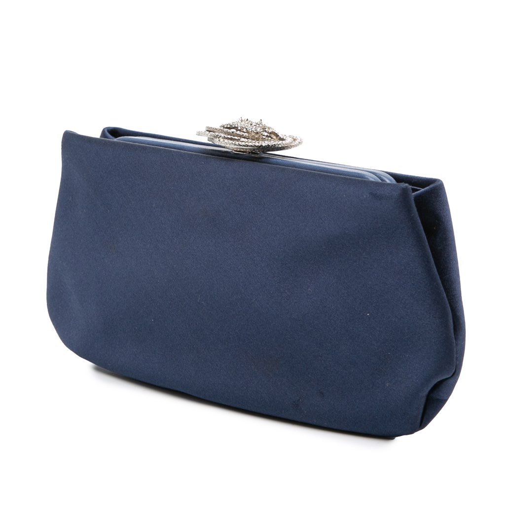 Chanel Satin Crystal Camellia Evening Frame Clutch - 2