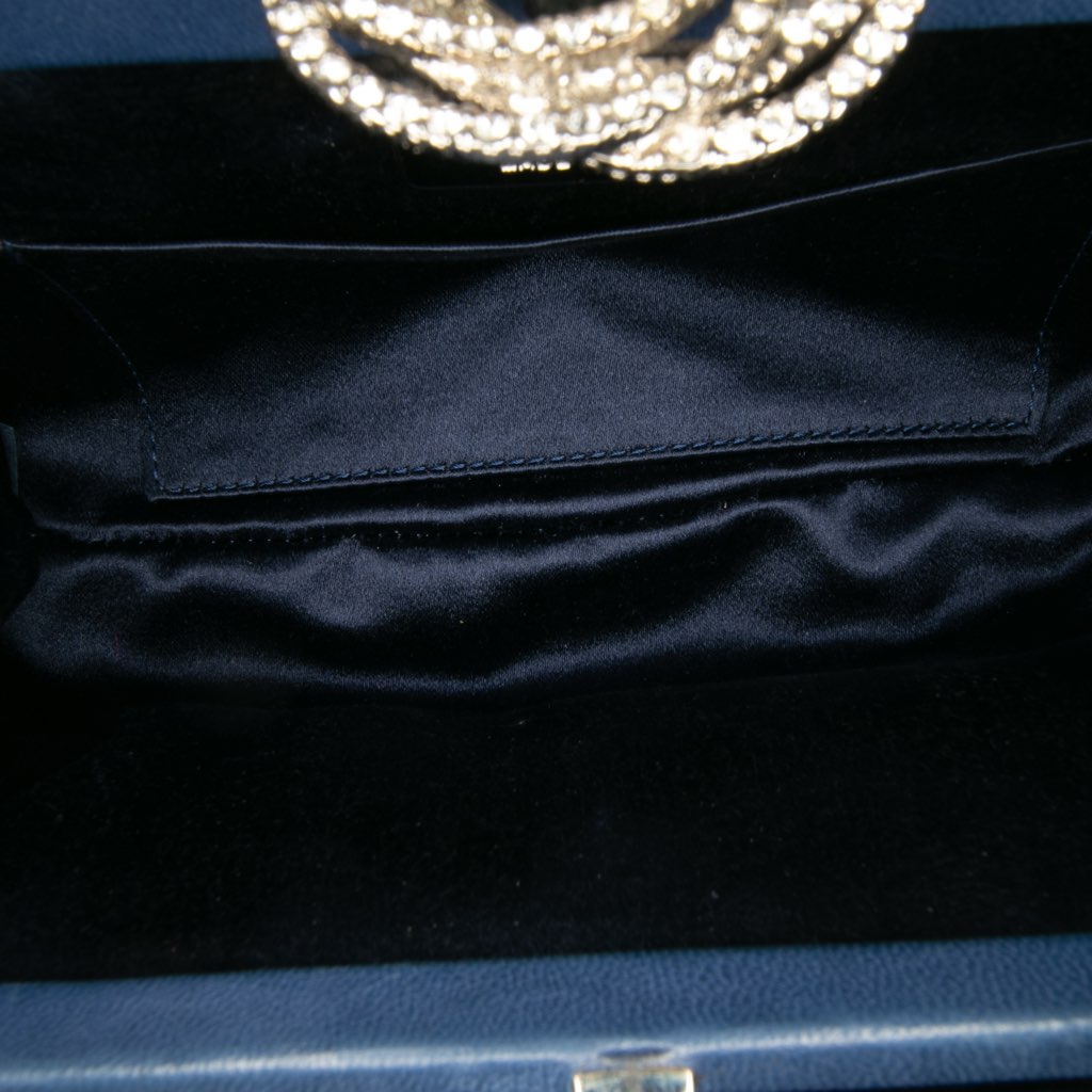 Chanel Satin Crystal Camellia Evening Frame Clutch - 4