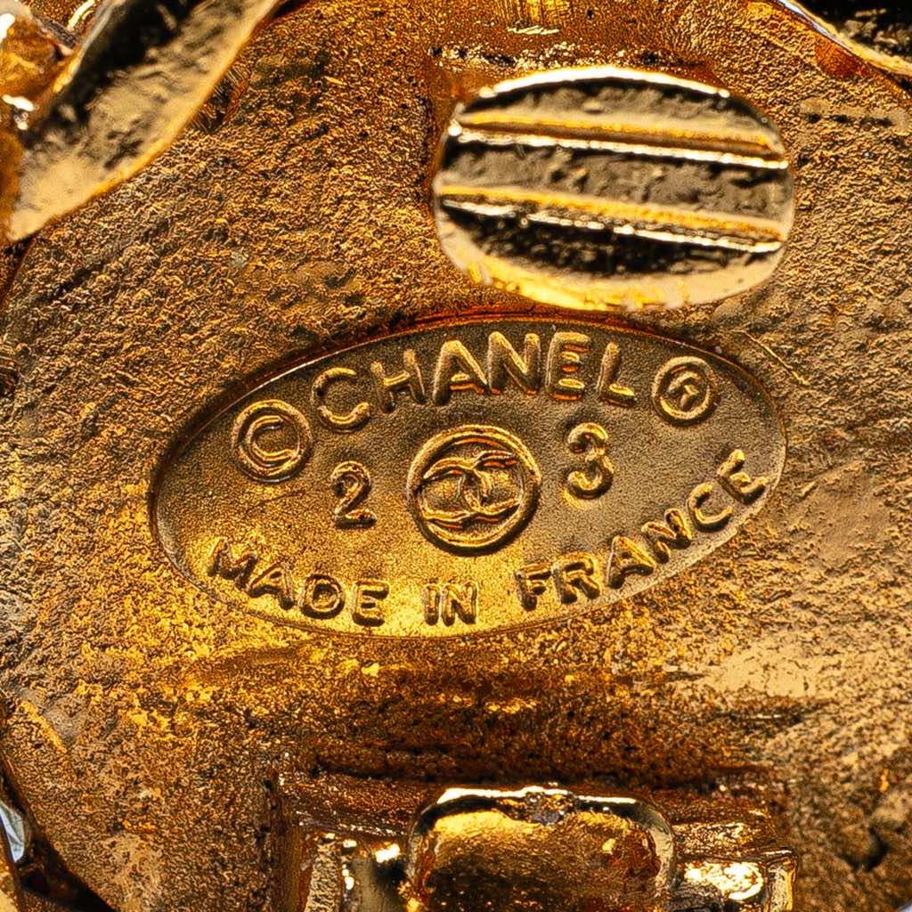 Chanel Gold Plated CC Crystal Clip On Earrings - Image 6