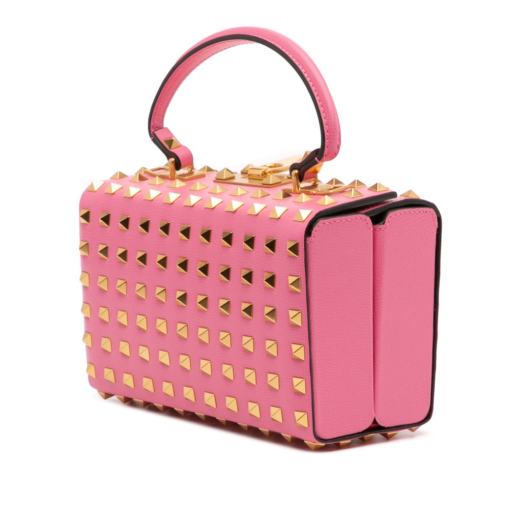 Valentino Leather Rockstud Alcove Box Top Handle Bag - 2