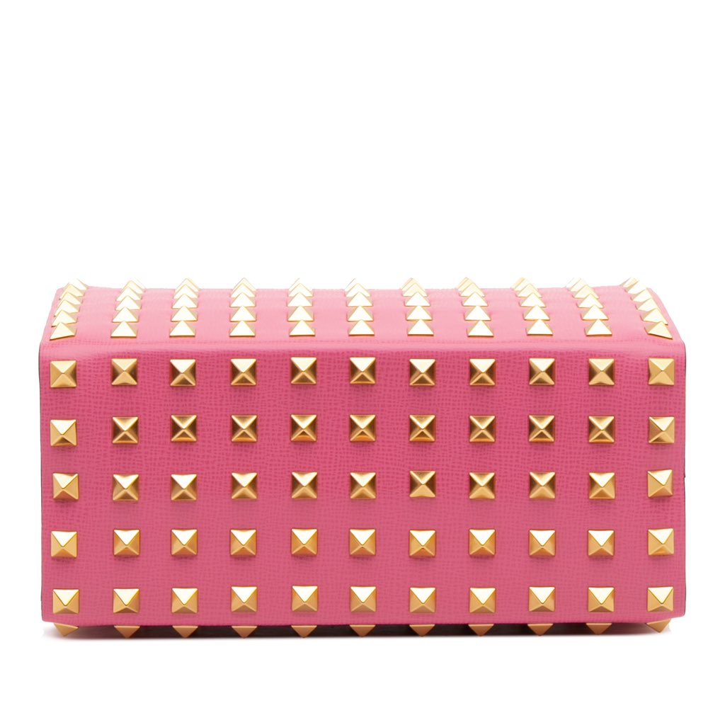 Valentino Leather Rockstud Alcove Box Top Handle Bag - 3