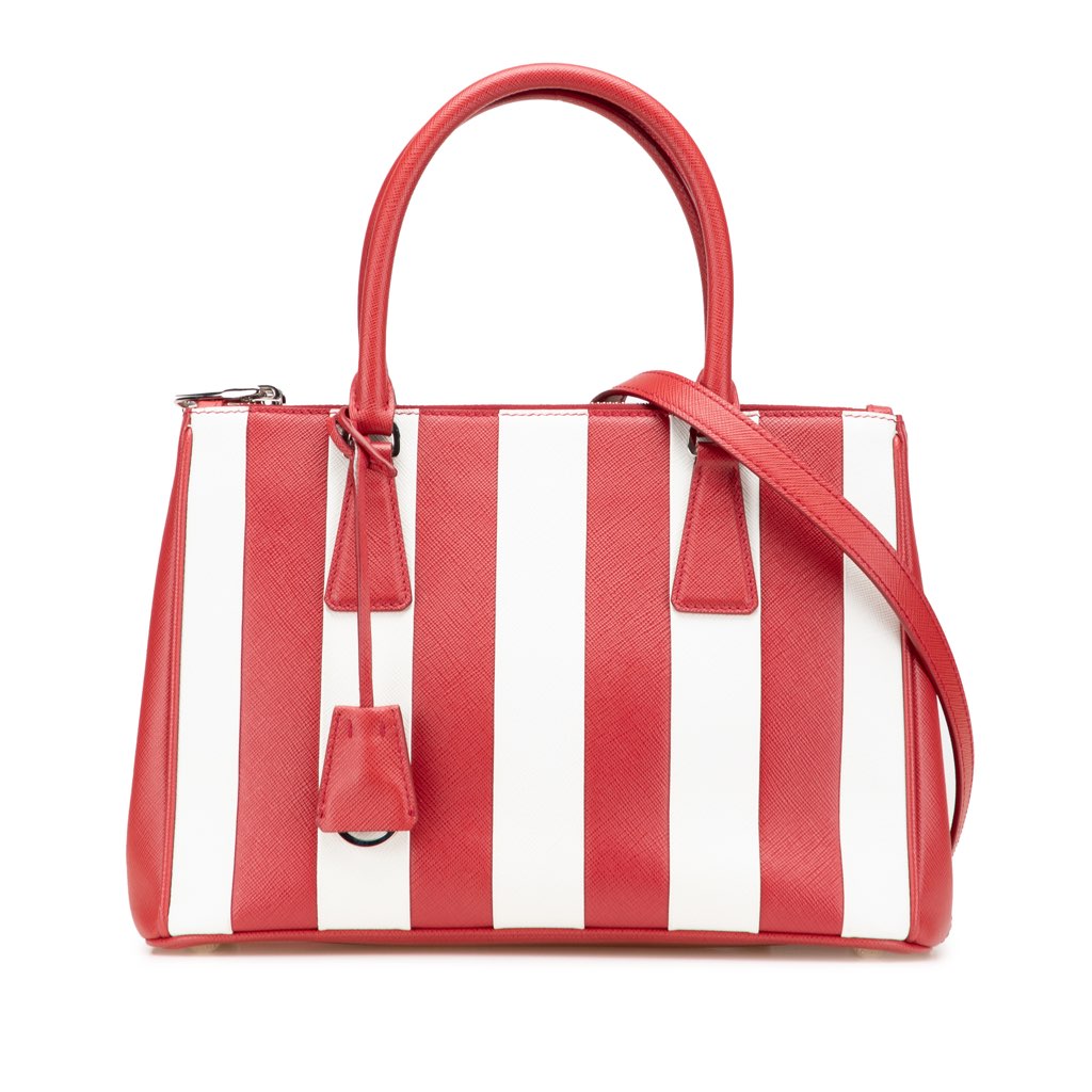 Prada Small Bicolor Saffiano Galleria Double Zip Satchel