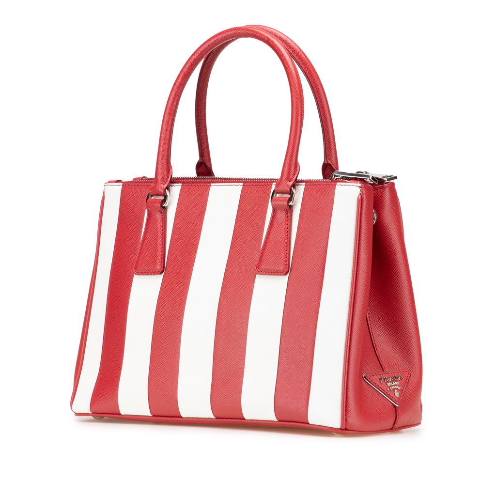 Prada Small Bicolor Saffiano Galleria Double Zip Satchel - Back view