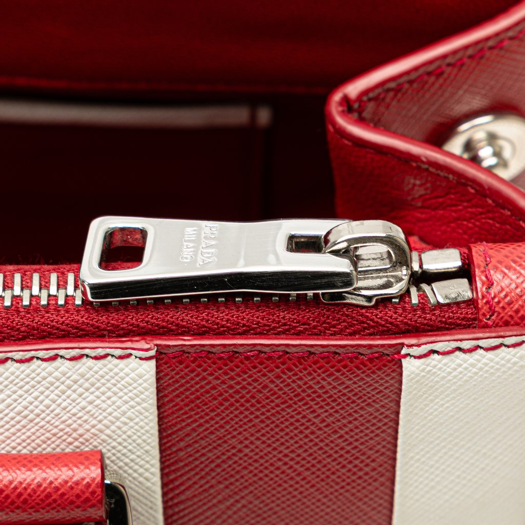 Prada Small Bicolor Saffiano Galleria Double Zip Satchel - Detail 2