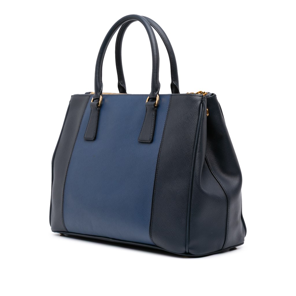Prada Medium Bicolor Saffiano Lux Galleria Double Zip Satchel - Back view