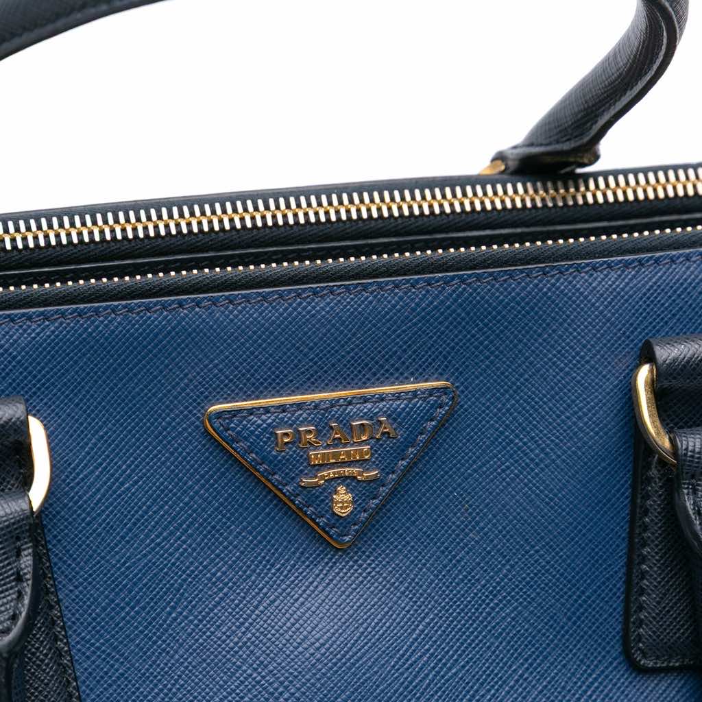 Prada Medium Bicolor Saffiano Lux Galleria Double Zip Satchel - Detail 2