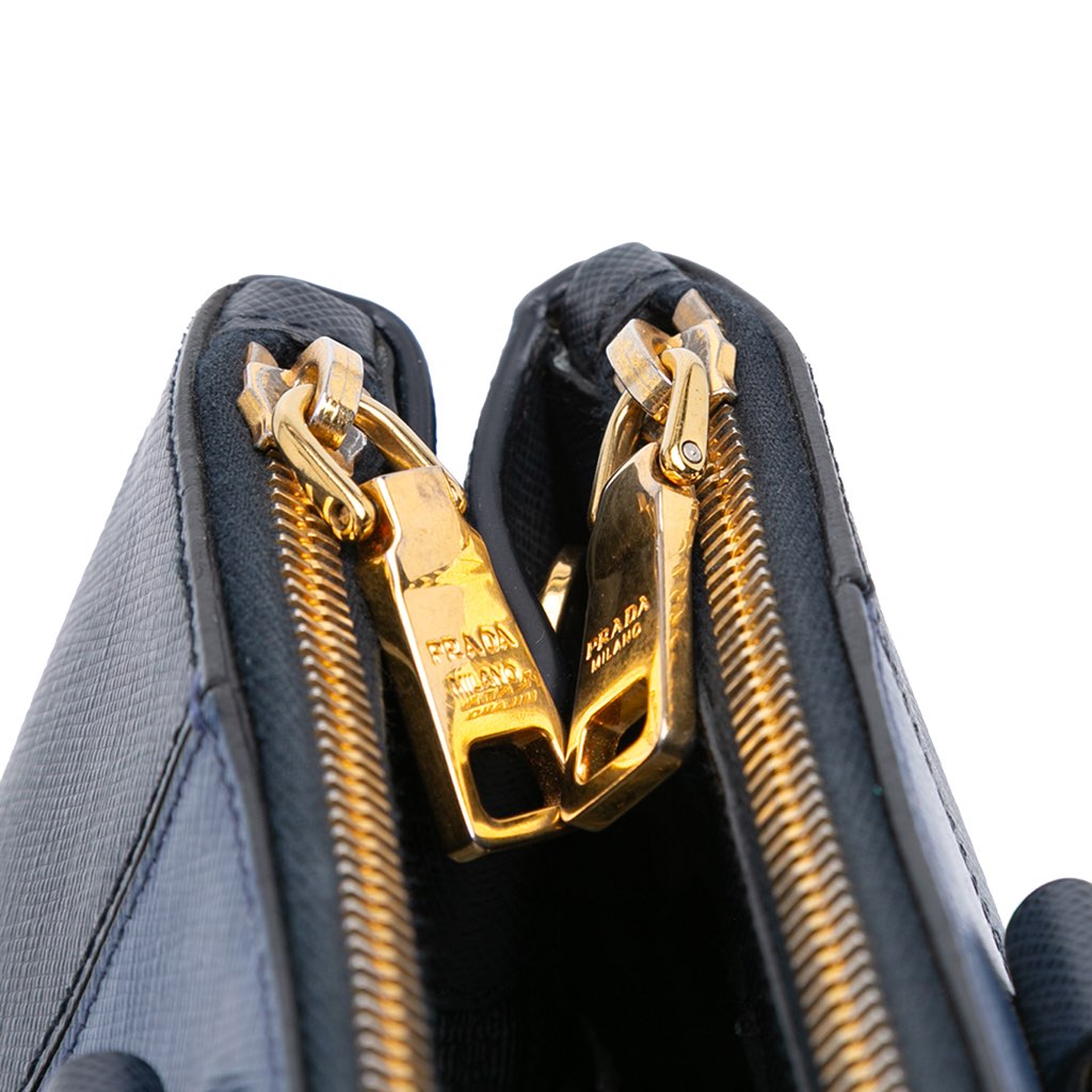 Prada Medium Bicolor Saffiano Lux Galleria Double Zip Satchel - Image 11