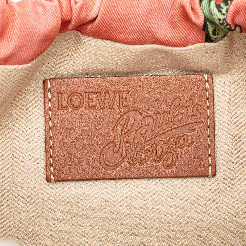 Loewe Paulas Ibiza Canvas Seashell Print Drawstring Pouch - Side view