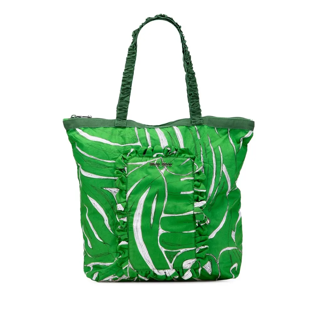 Miu Miu Canvas Printed Ivy Tote Green Canvas Very good - Front View