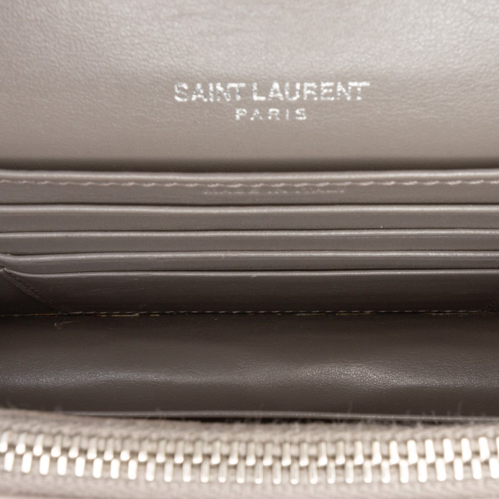 Saint Laurent Croc Embossed Leather Monogram Sunset Chain Wallet - 4