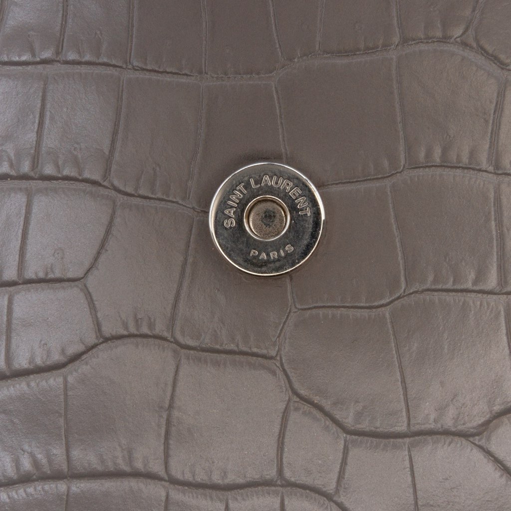 Saint Laurent Croc Embossed Leather Monogram Sunset Chain Wallet - Side view