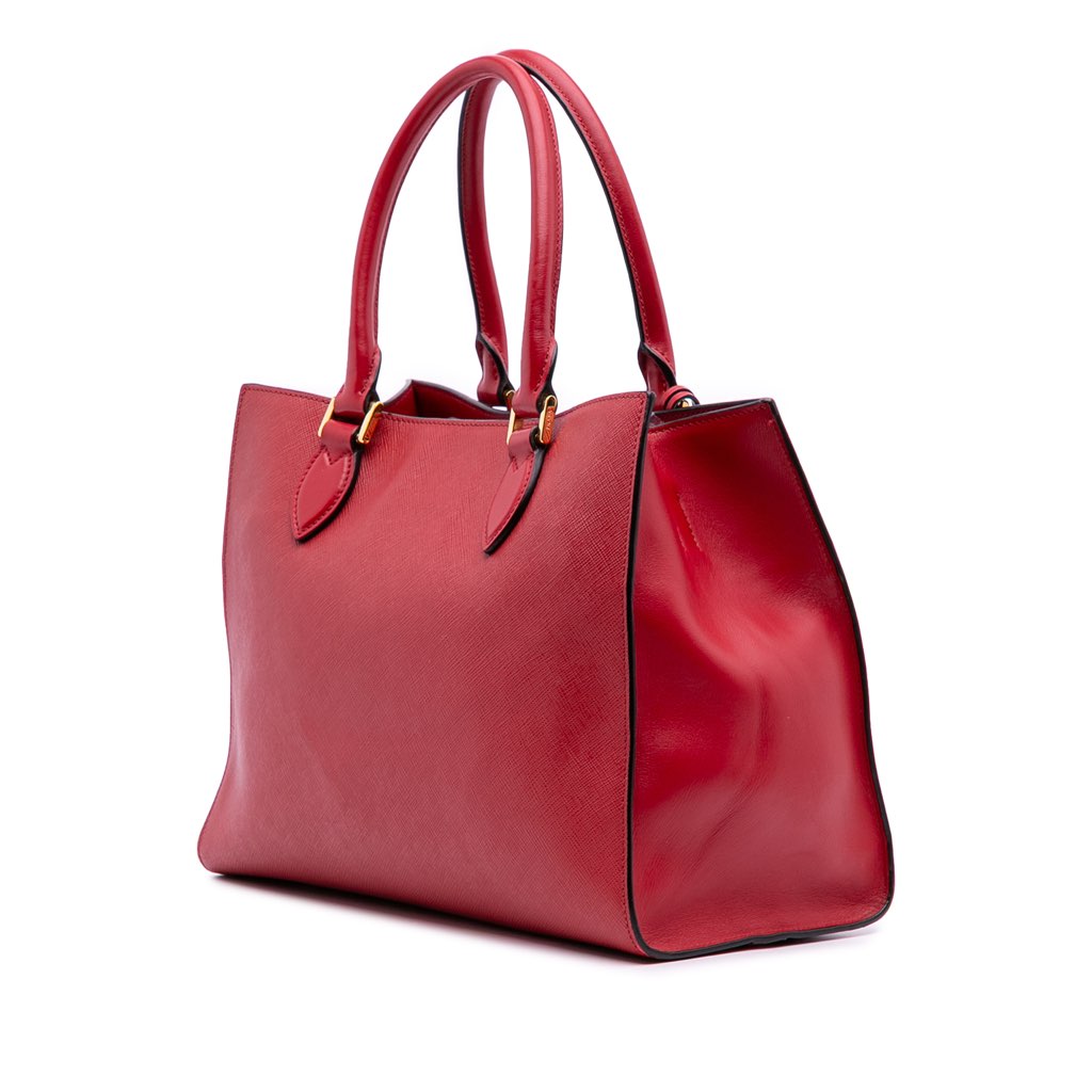 Prada Soft Calf Trimmed Saffiano Lux Satchel - Back view