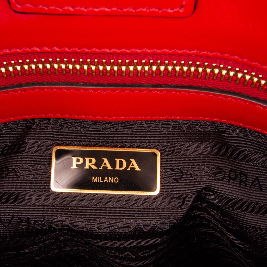 Prada Soft Calf Trimmed Saffiano Lux Satchel - Side view