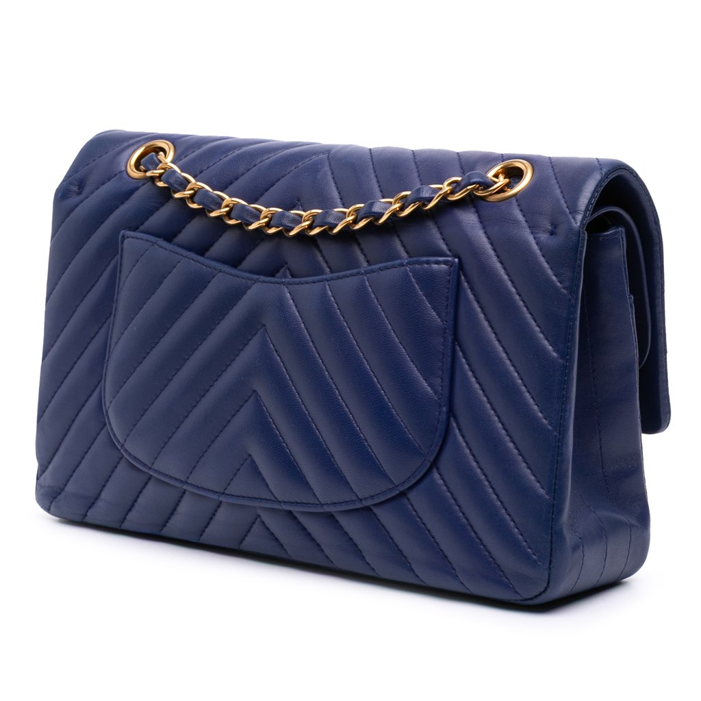 Chanel Medium Classic Chevron Lambskin Double Flap - Back view