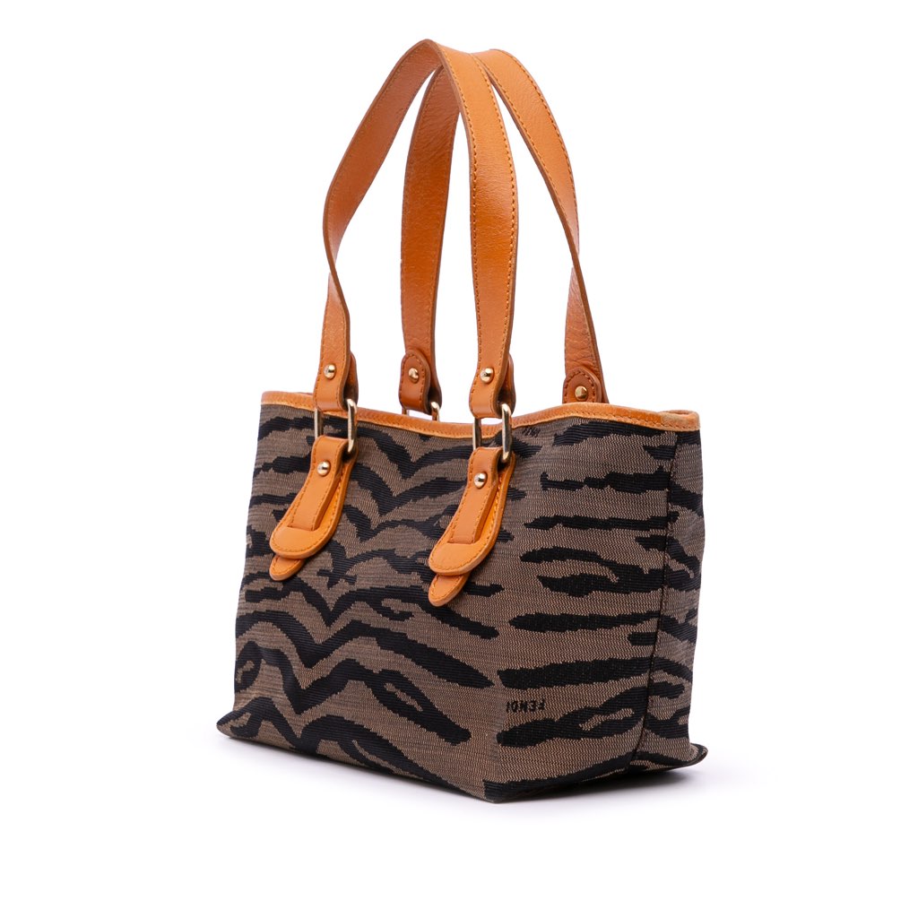 Fendi Zebra Print Canvas Handbag - 2