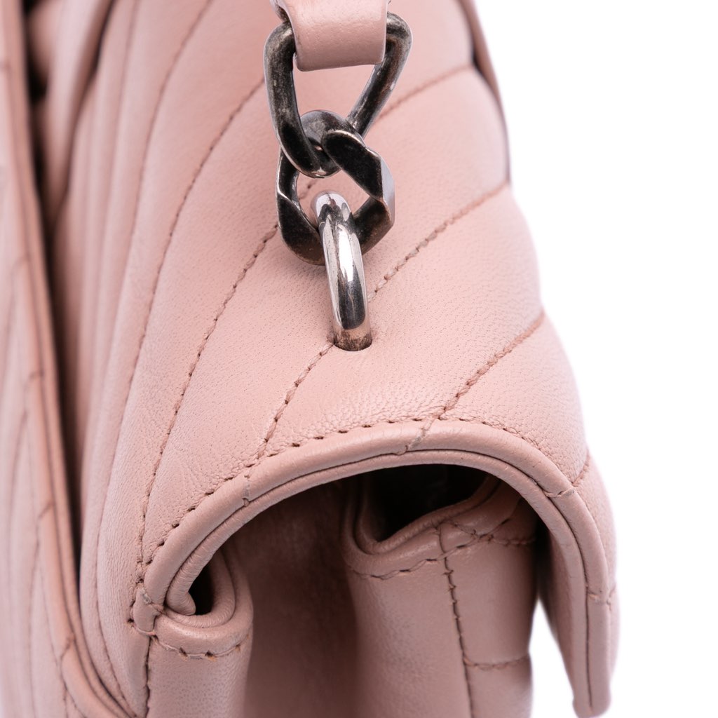 Saint Laurent Medium Quilted Chevron Sheepskin College Satchel - Image 13