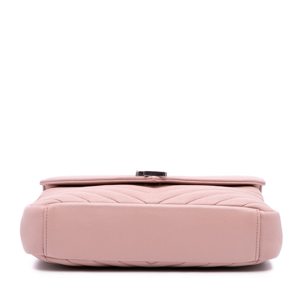 Saint Laurent Medium Quilted Chevron Sheepskin College Satchel - Image 6