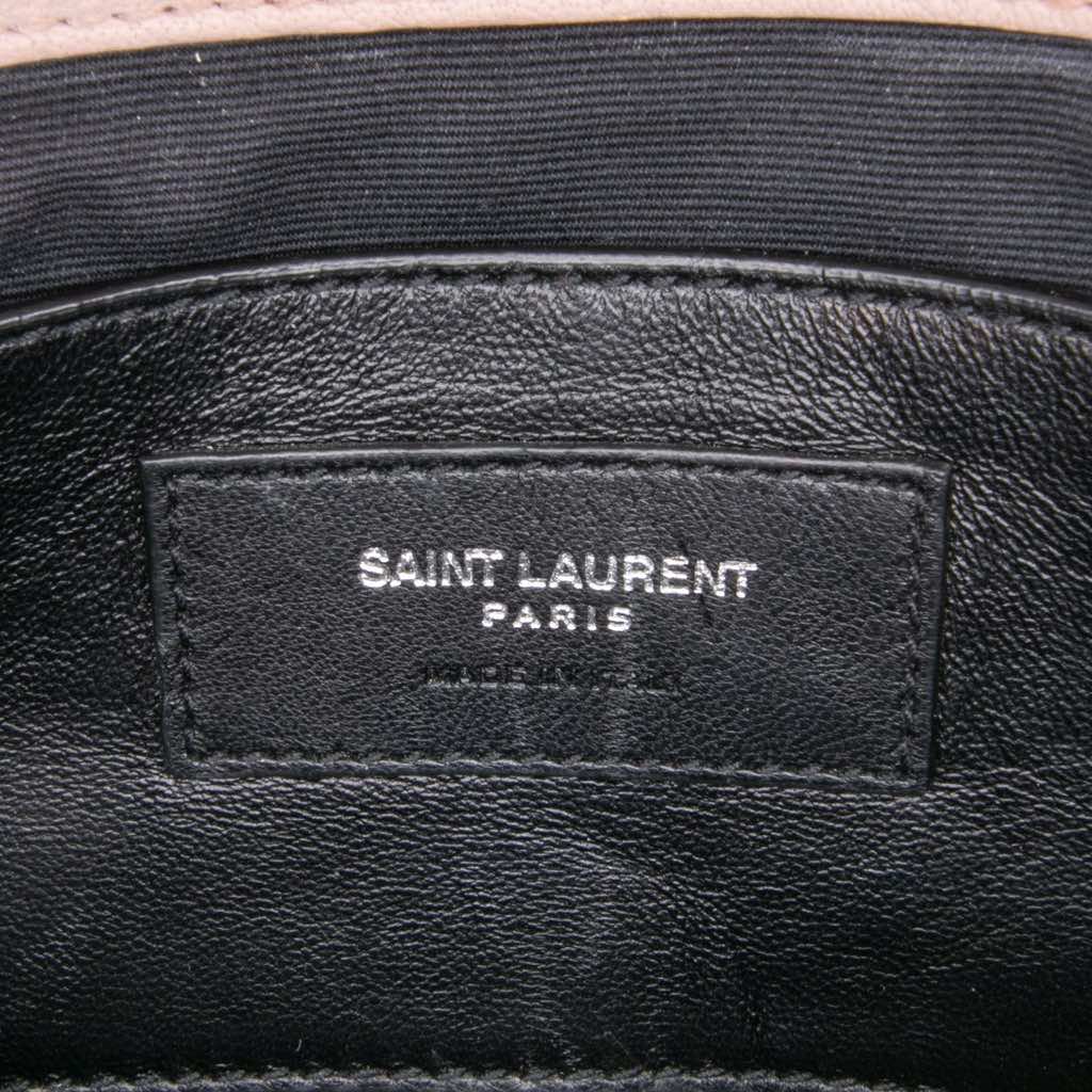 Saint Laurent Medium Quilted Chevron Sheepskin College Satchel - Side view