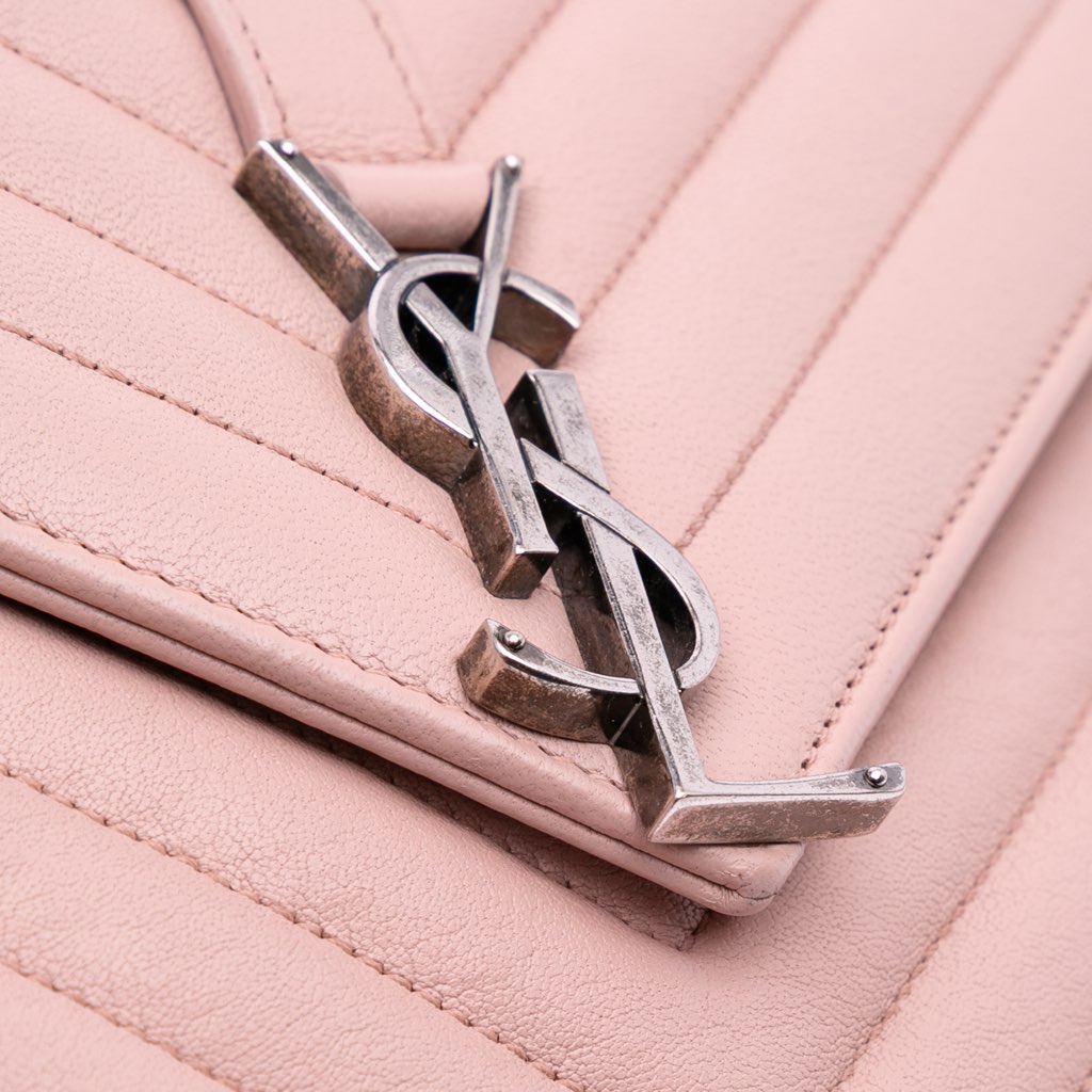 Saint Laurent Medium Quilted Chevron Sheepskin College Satchel - Detail 2