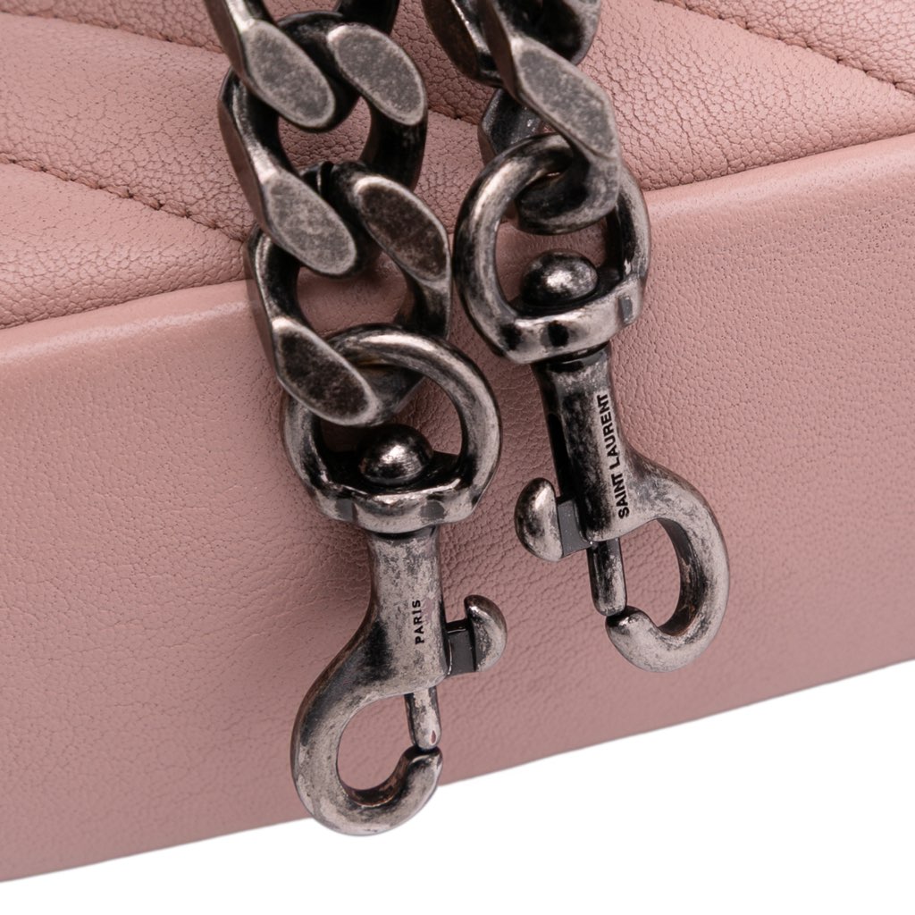 Saint Laurent Medium Quilted Chevron Sheepskin College Satchel - Image 10