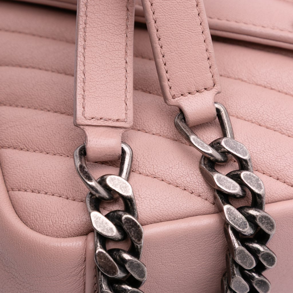 Saint Laurent Medium Quilted Chevron Sheepskin College Satchel - Image 11