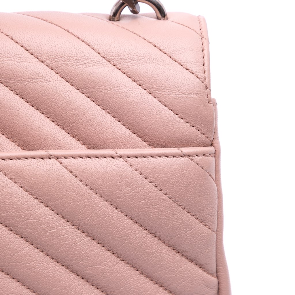 Saint Laurent Medium Quilted Chevron Sheepskin College Satchel - Image 12