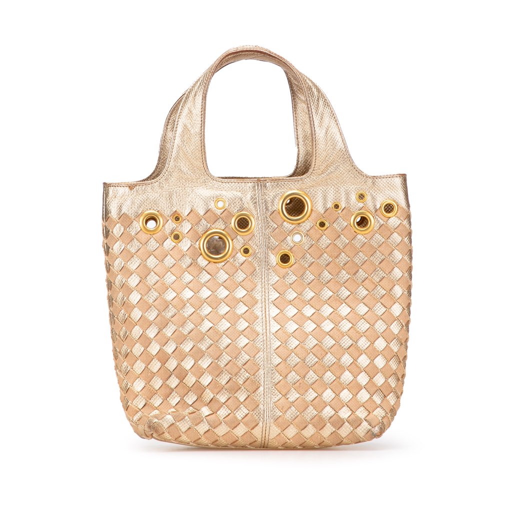 Bottega Veneta Calfskin Intrecciato Grommet Handbag