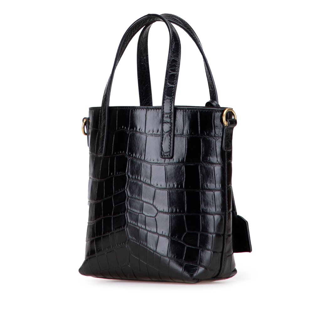 Saint Laurent Mini Toy Embossed Leather Shopping Tote - Back view