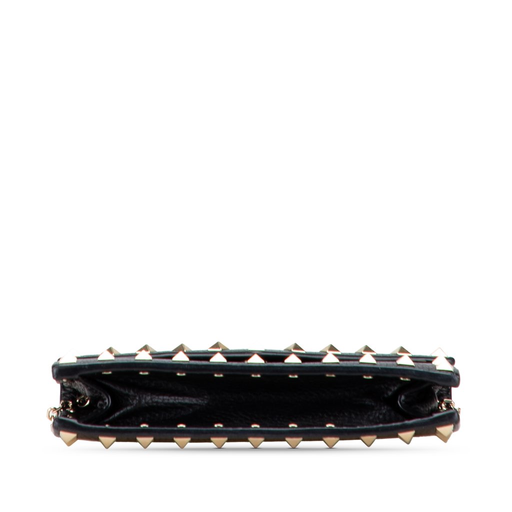 Valentino Pebbled Calfskin Rockstud Envelope Wallet on Chain - Image 6
