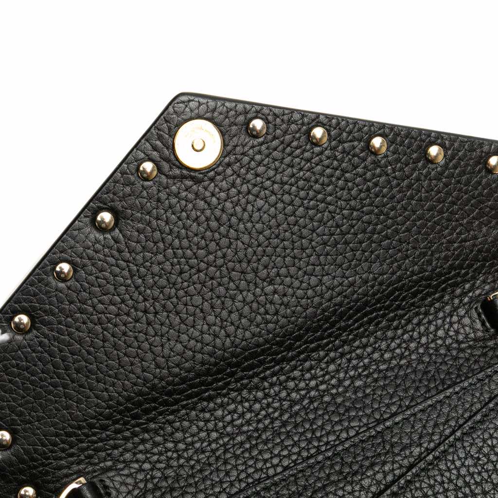 Valentino Pebbled Calfskin Rockstud Envelope Wallet on Chain - Image 11