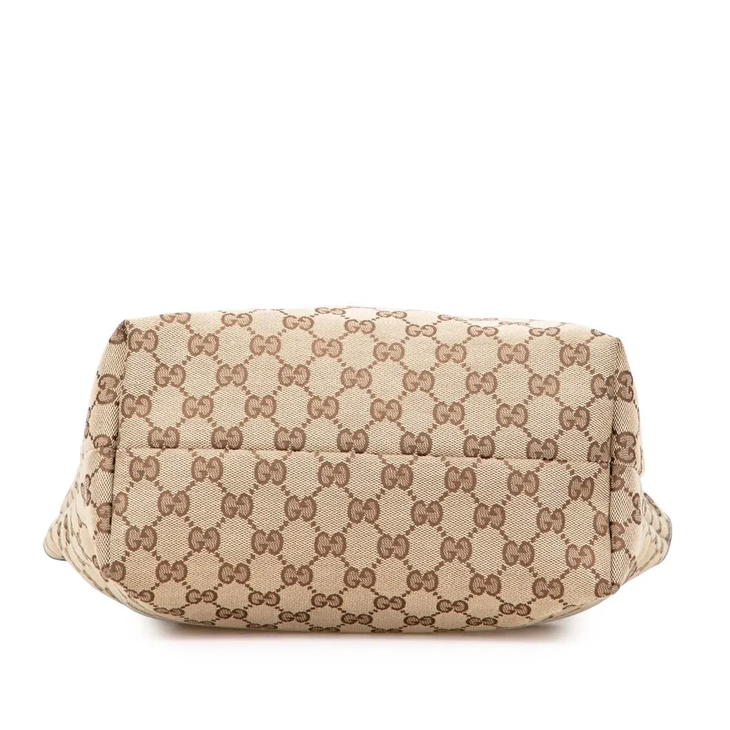 Gucci GG Canvas Embroidered Mushroom Tote Brown Canvas Good - Inside View