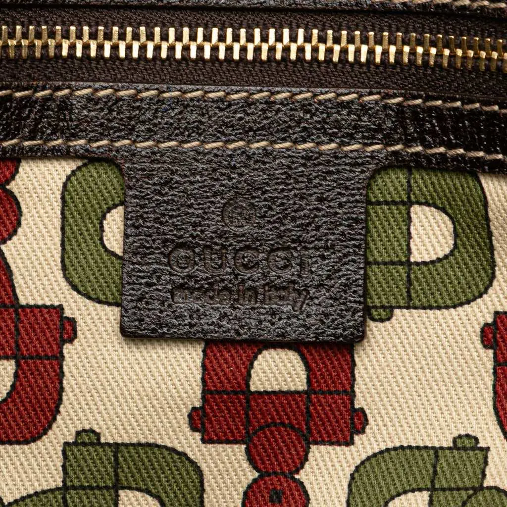 Gucci GG Canvas Embroidered Mushroom Tote Brown Canvas Good - Box View