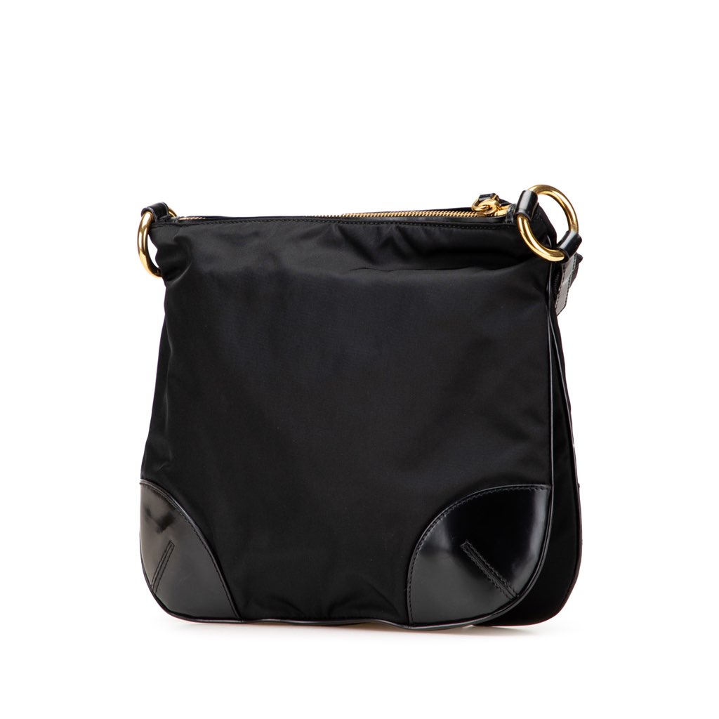 Prada Vitello Trimmed Tessuto Zip Top Crossbody - Back view