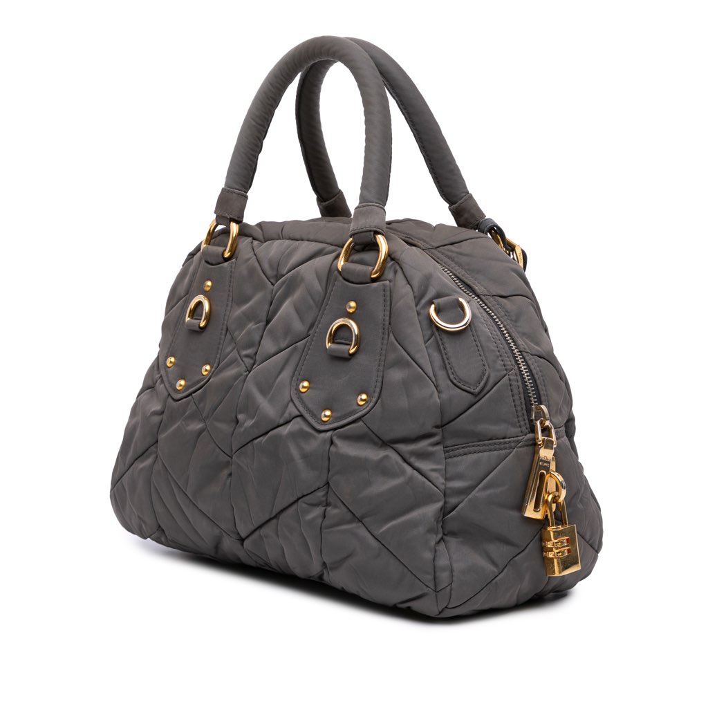 Prada Chevron Quilted Tessuto Dome Satchel - 2