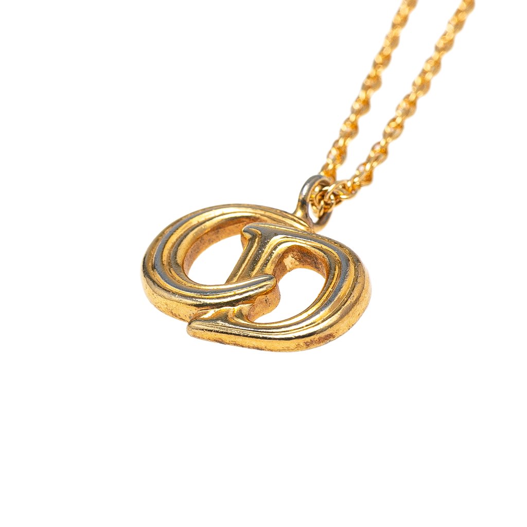 Dior Gold Plated CD Logo Pendant Necklace - 2