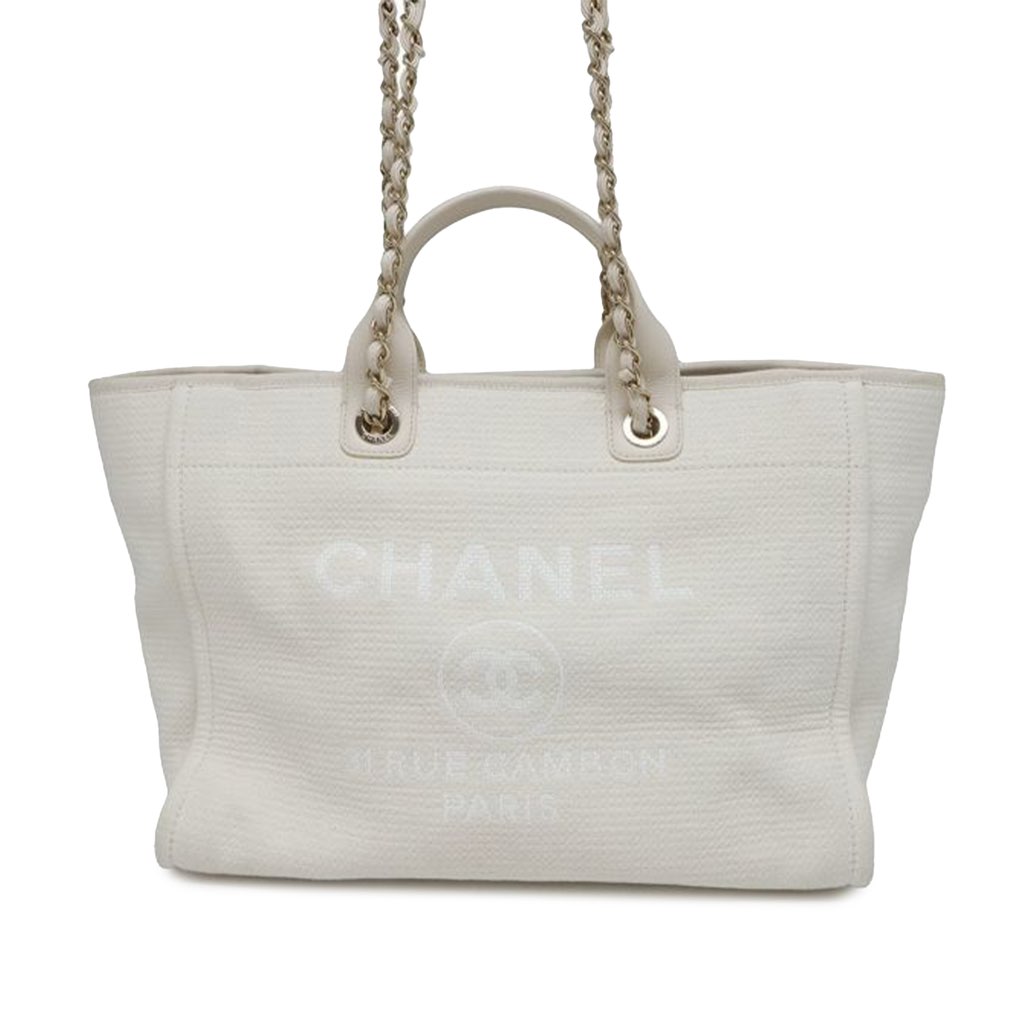 Chanel Medium Canvas Square Stitch Deauville Tote