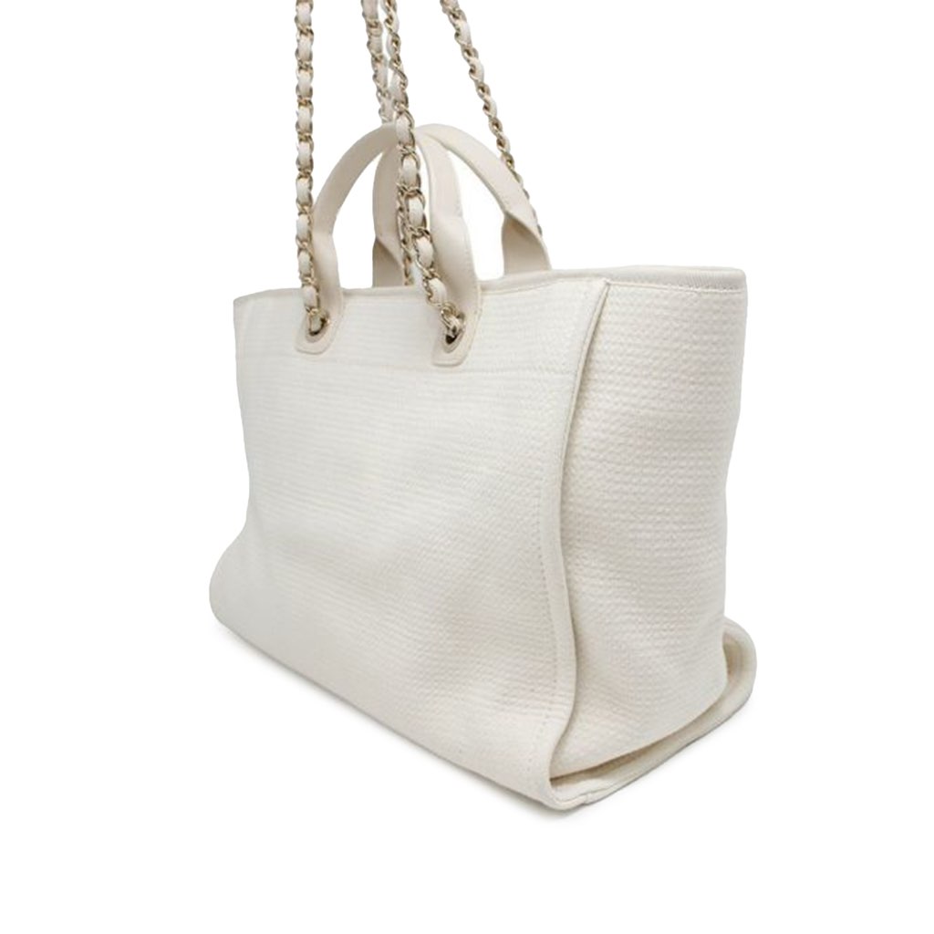 Chanel Medium Canvas Square Stitch Deauville Tote - Back view