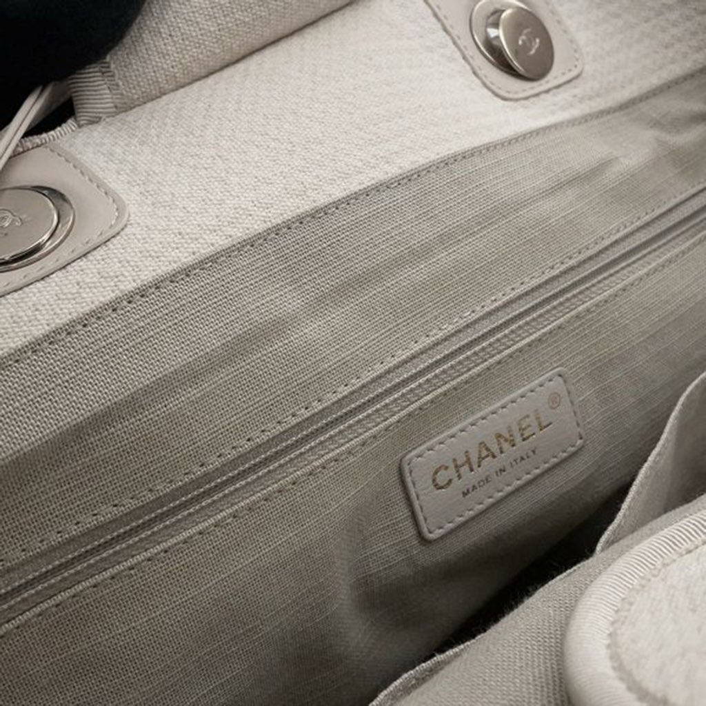 Chanel Medium Canvas Square Stitch Deauville Tote - Detail 1