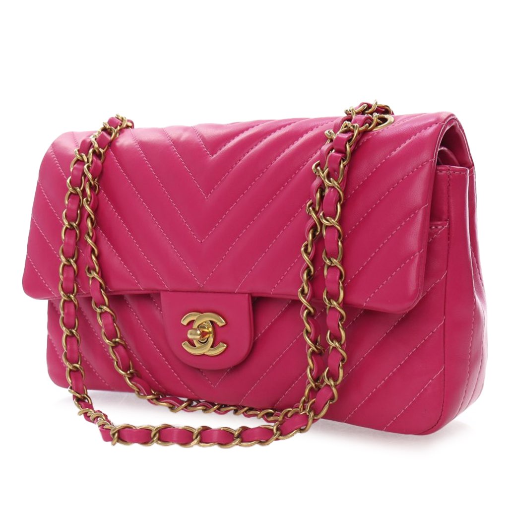 Chanel Medium Classic Chevron Lambskin Double Flap - Back view