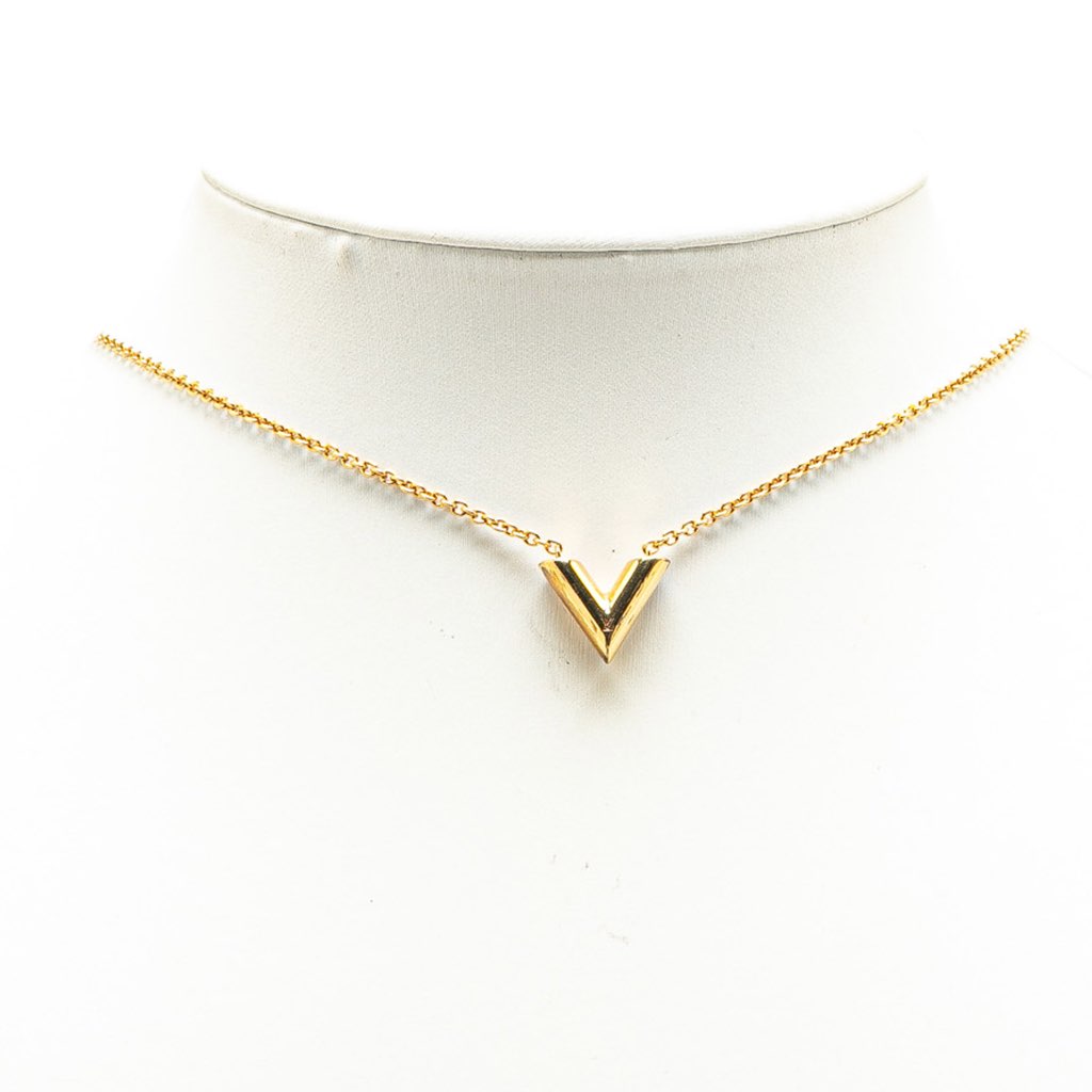 Louis Vuitton Gold Plated Essential V Necklace - 5