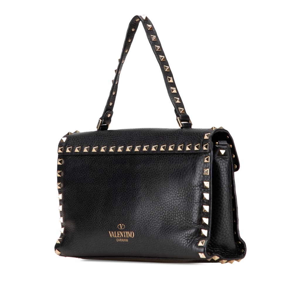 Valentino Small Pebbled Calfskin Rockstud Single Handle Flap - 2