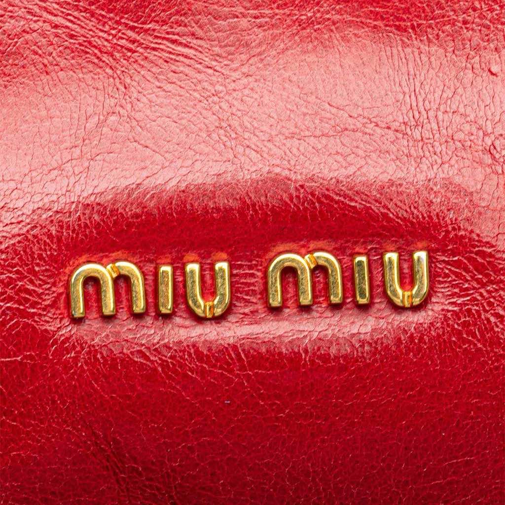 Miu Miu Vitello Shine Bow Wristlet Clutch - Side view