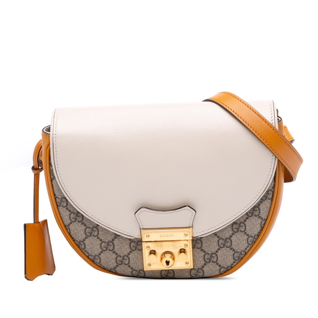 Gucci GG Supreme Saddle Padlock Crossbody