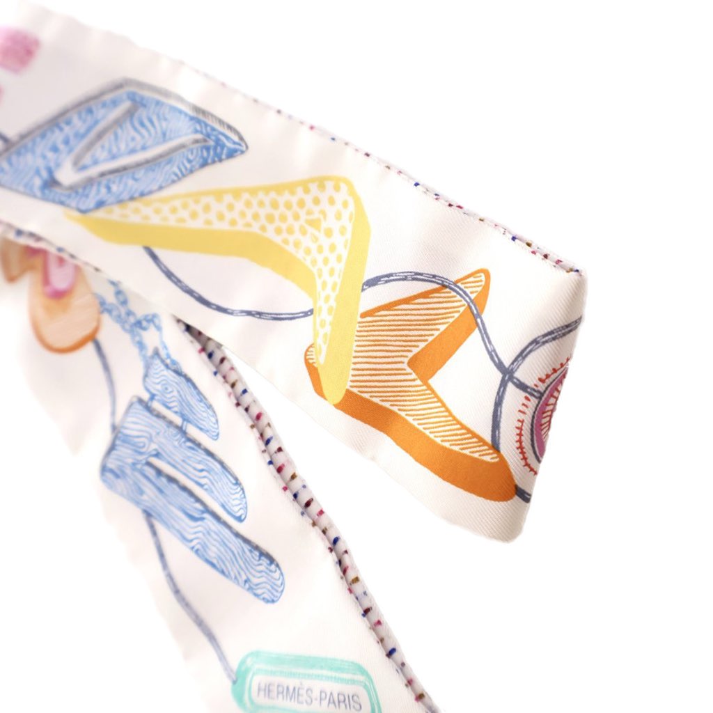 Hermès Chevaloscope Neon Twilly Scarf - 4