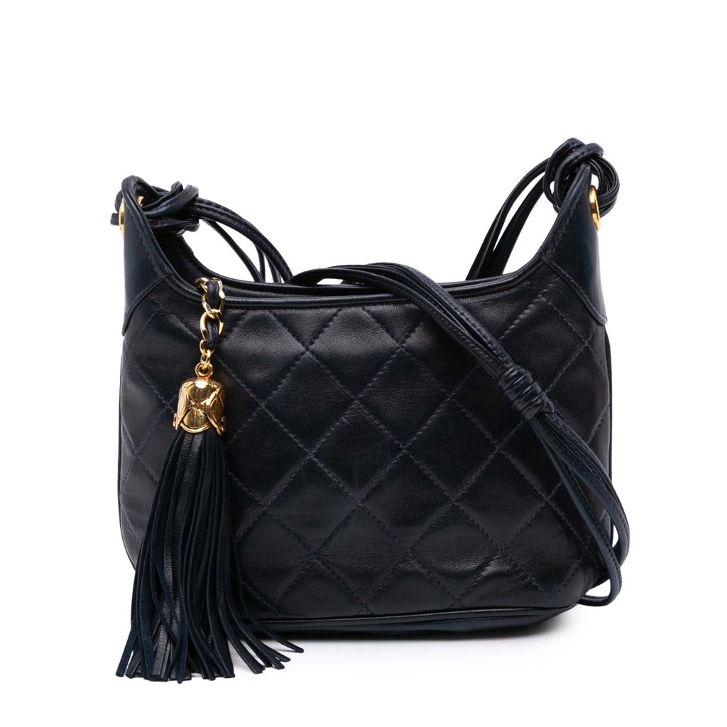 Chanel CC Quilted Lambskin Tassel Crossbody