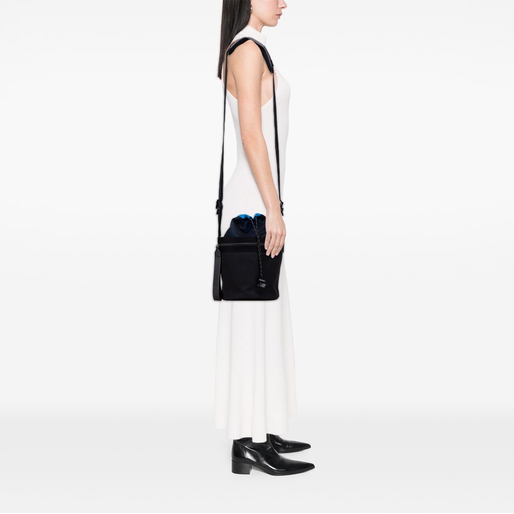 Bottega Veneta Nylon and Mesh Paper Touch Bucket Bag - Image 12