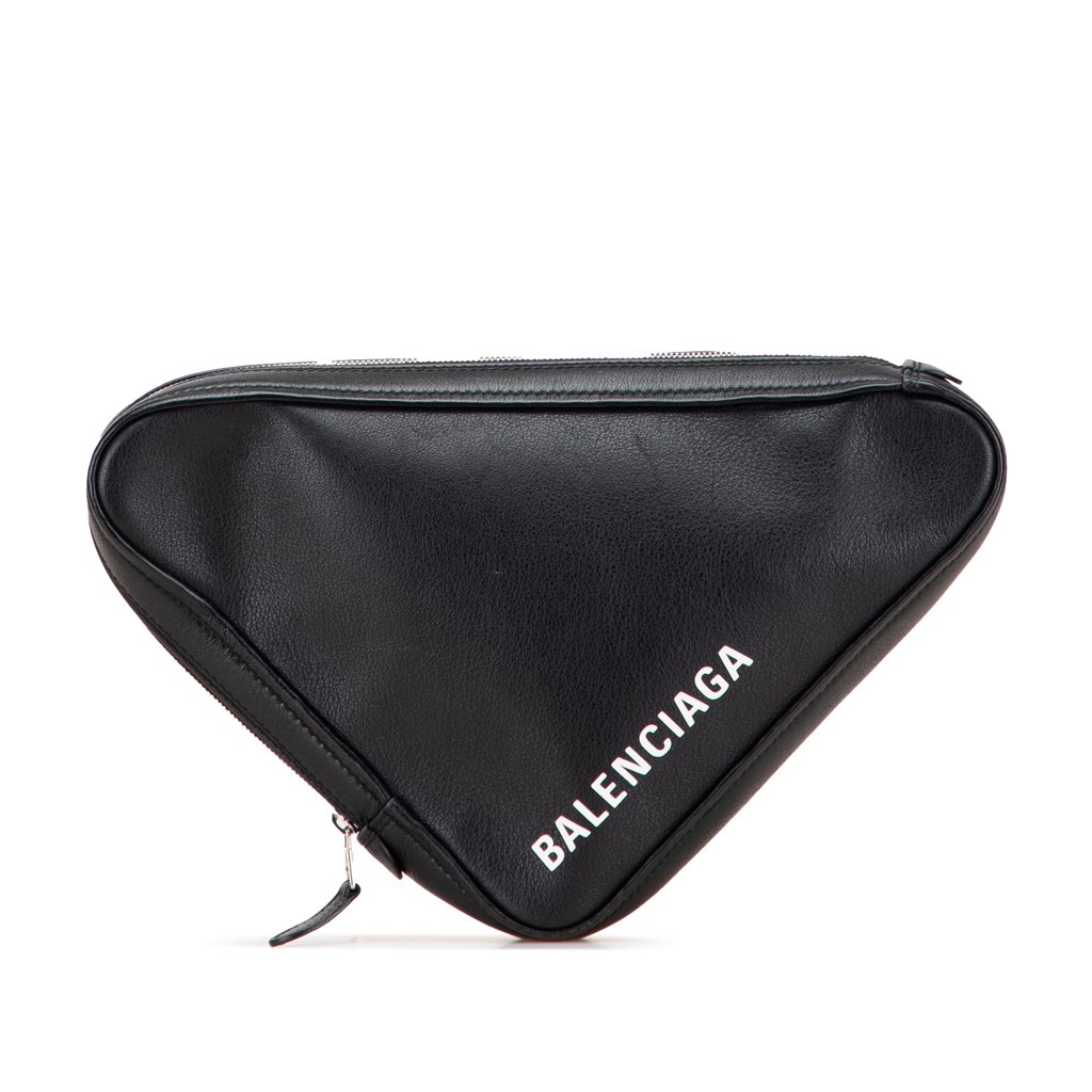 Balenciaga Medium Leather Triangle Clutch